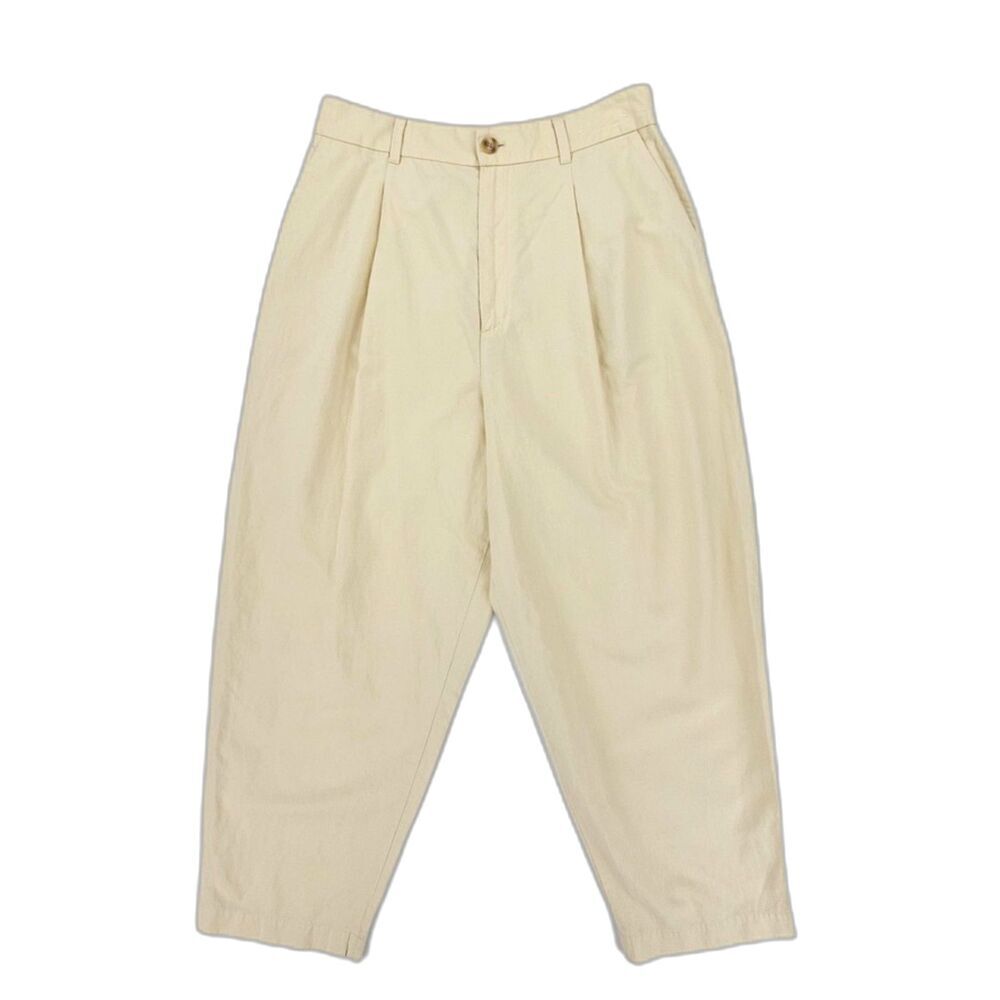 NEW Uniqlo Comptoir Des Cotonniers Linen Blend Pleated Tapered Trousers Beige XL
